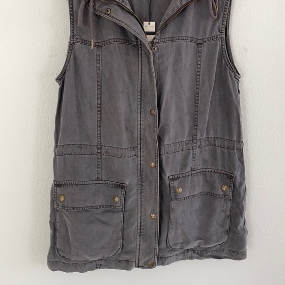 NWT Max Jeans Sleeveless Hooded Grey Utility Vest - Picture 6 of 10